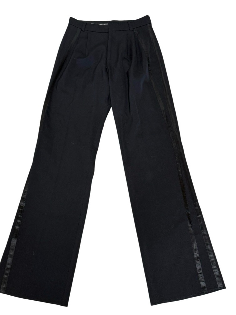 Karl Lagerfeld Women's 100%
Wool Tuxedo Trousers Satin Side Stripe Sz 8 Black